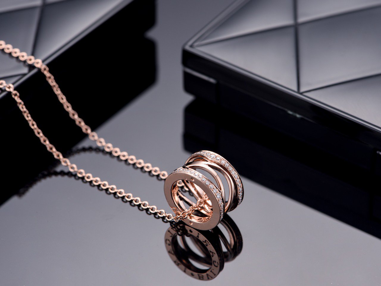[CharmAmor]ZERO 1 PINK GOLD DIAMOND OPEN NECKLACE