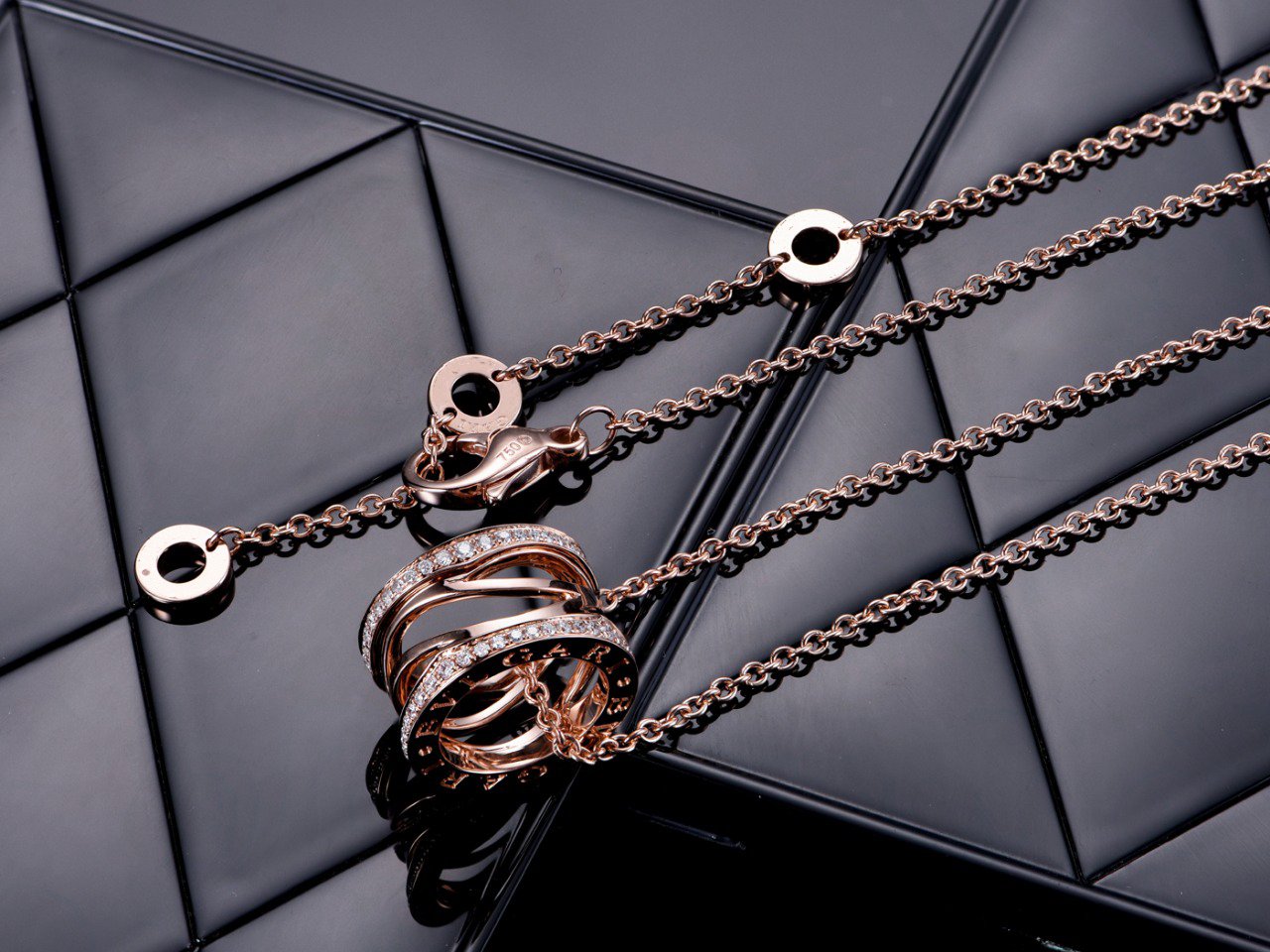 [CharmAmor]ZERO 1 PINK GOLD DIAMOND OPEN NECKLACE