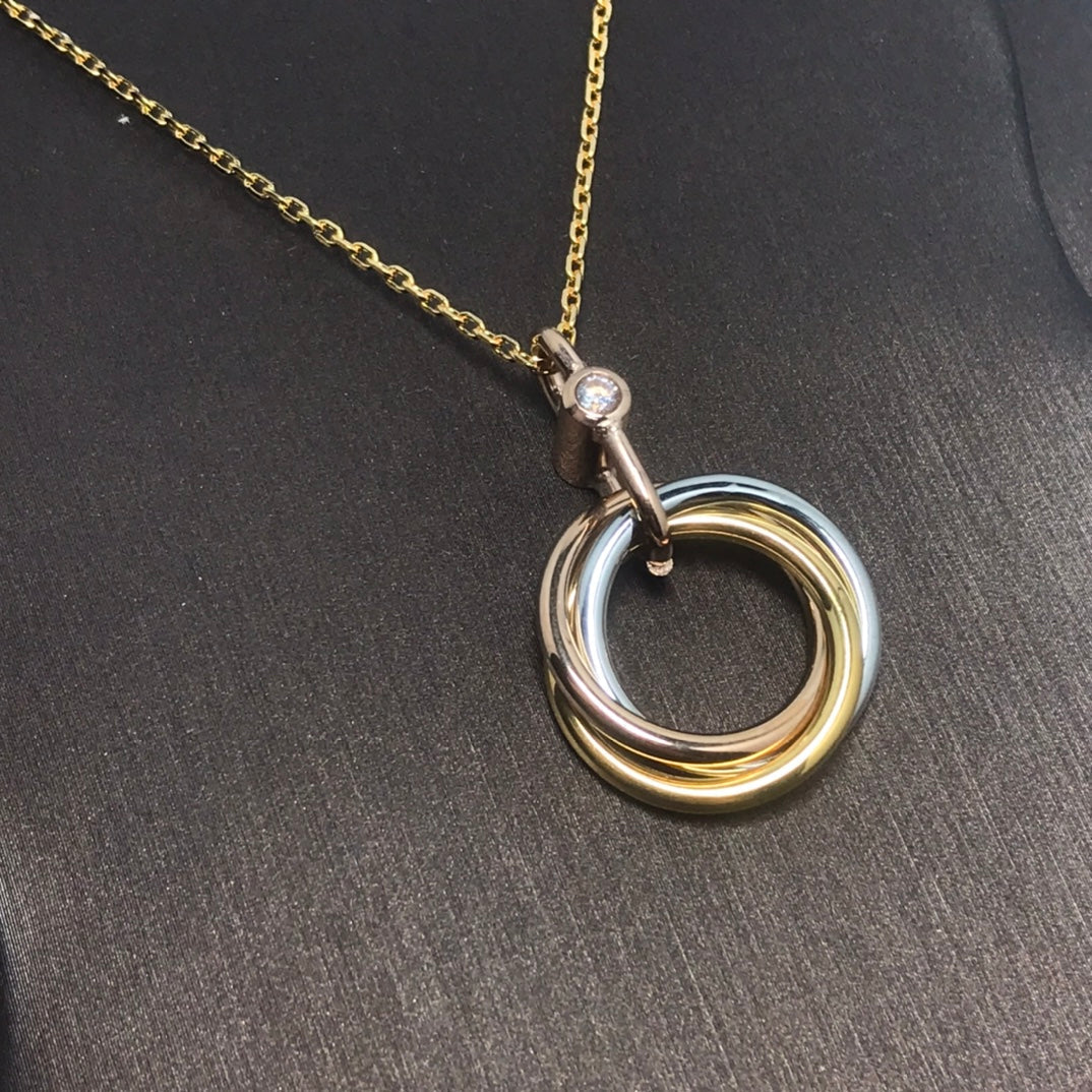 [CharmAmor]TRINITY SILVER GOLD PINK GOLD NECKLACE