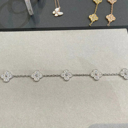 [CharmAmor] CLOVER 5 MOTIF FULL DIAMOND BRACELET COLLECTION