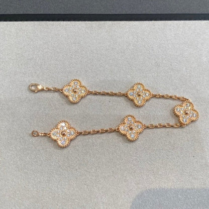 [CharmAmor] CLOVER 5 MOTIF FULL DIAMOND BRACELET COLLECTION