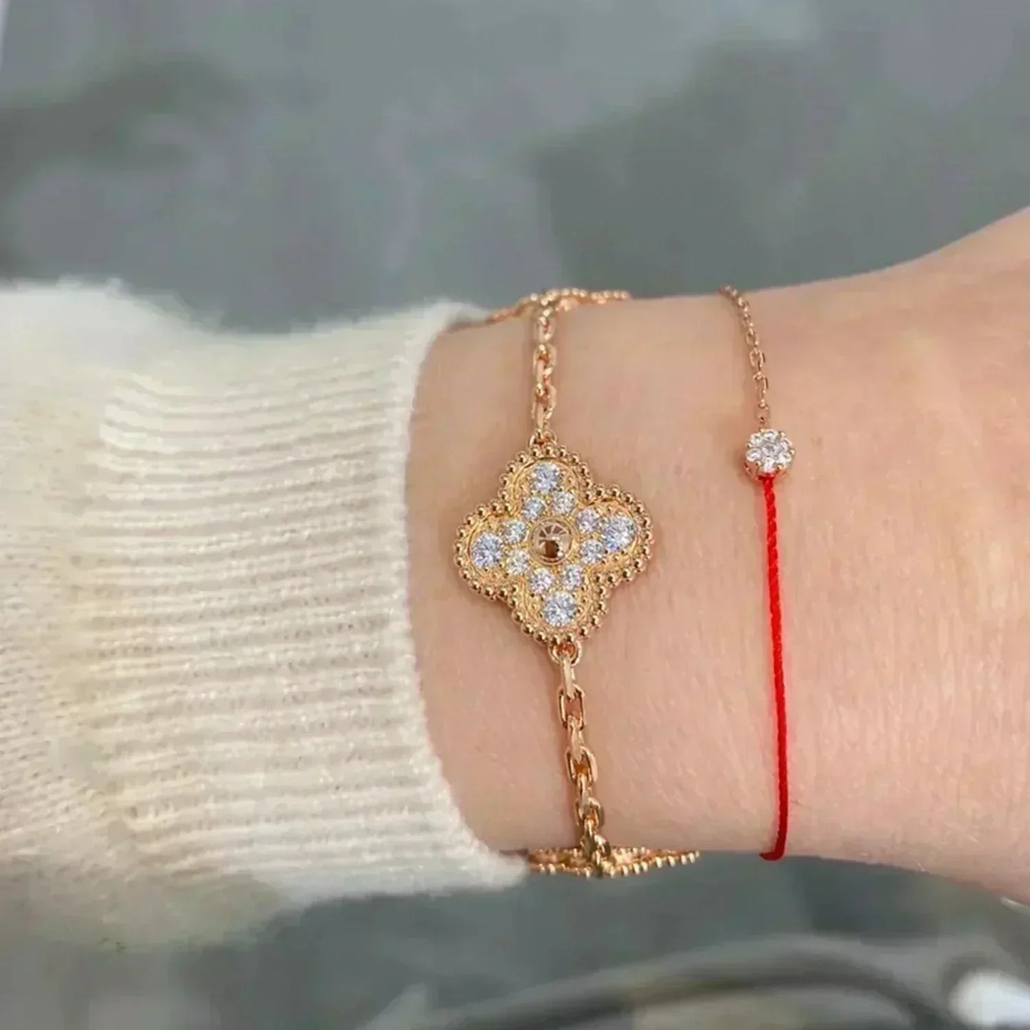 [CharmAmor]CLOVER 5 MOTIFS  FULL DIAMOND BRACELET