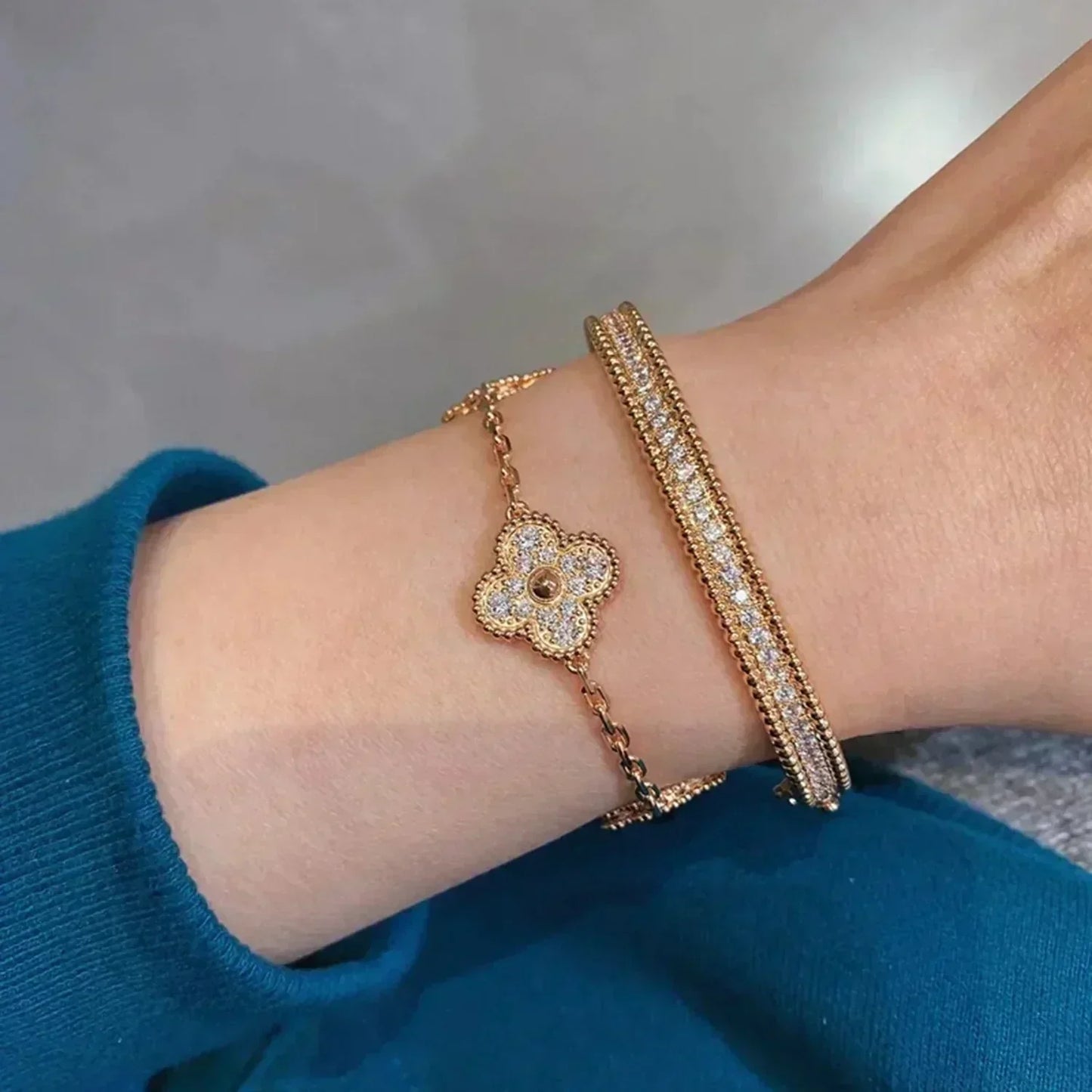 [CharmAmor] CLOVER 5 MOTIF FULL DIAMOND BRACELET COLLECTION