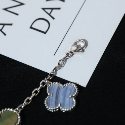 [CharmAmor]CLOVER BRACELET 5 MOTIFS MOP CHALCEDONY SILVER