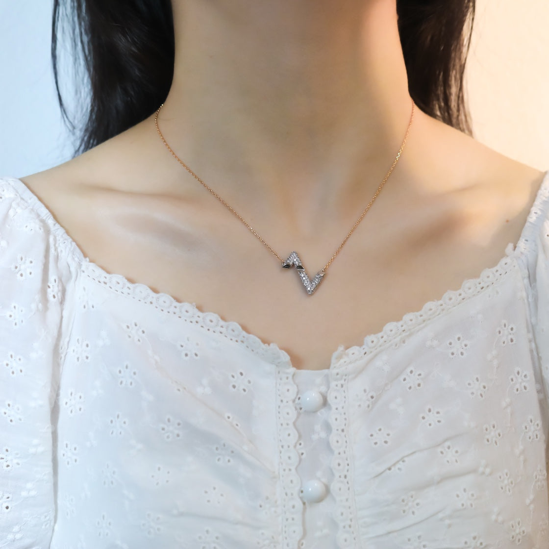 [CharmAmor]VOLT SILVER DIAMOND PEDANT NECKLACE