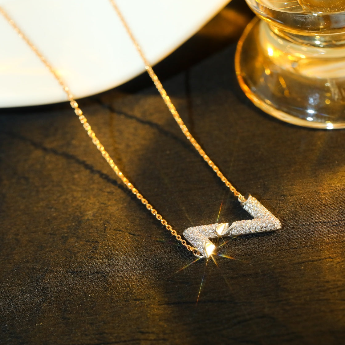 [CharmAmor]VOLT SILVER DIAMOND PEDANT NECKLACE
