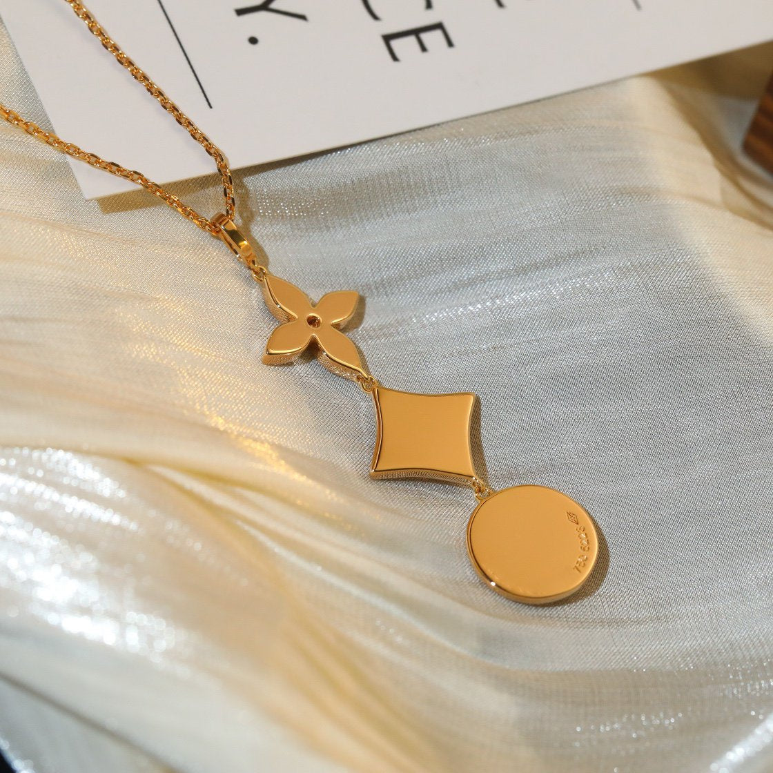 [CharmAmor]STAR AND SUN DIAMOND PINK GOLD NECKLACE