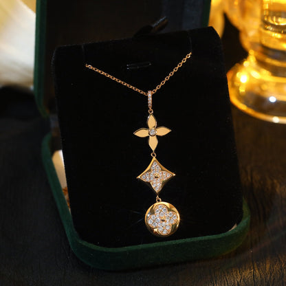 [CharmAmor]STAR AND SUN DIAMOND PINK GOLD NECKLACE