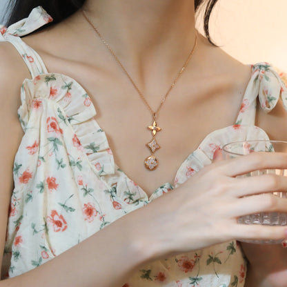 [CharmAmor]STAR AND SUN DIAMOND PINK GOLD NECKLACE