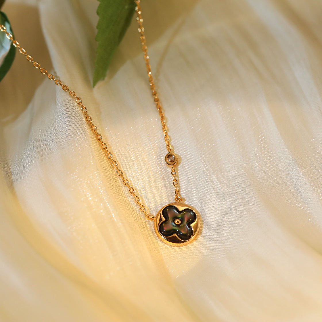 [CharmAmor]SUN PEDANT PINK GOLD 1 DIAMOND NECKLACE
