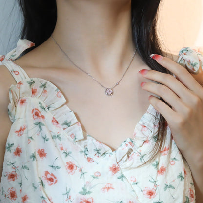 [CharmAmor]SUN PEDANT PINK GOLD 1 DIAMOND NECKLACE