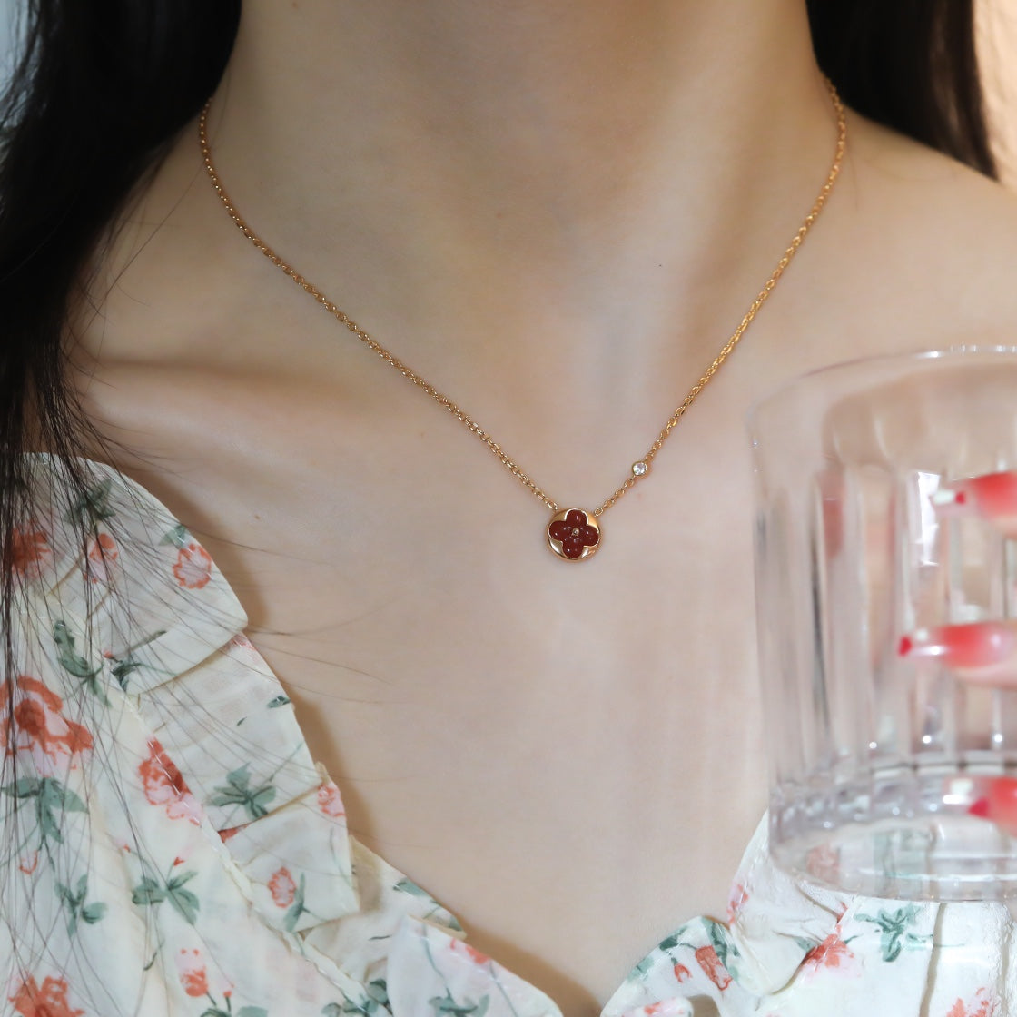 [CharmAmor]SUN PEDANT PINK GOLD 1 DIAMOND NECKLACE
