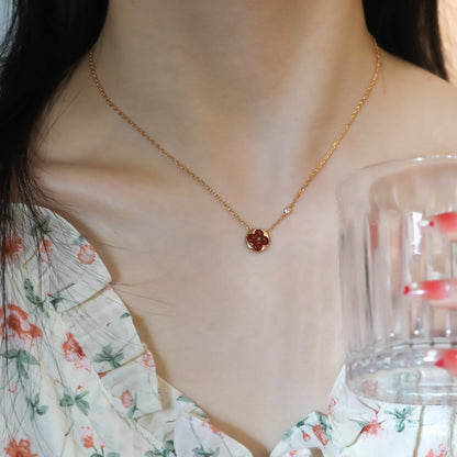 [CharmAmor]SUN PEDANT PINK GOLD 1 DIAMOND NECKLACE
