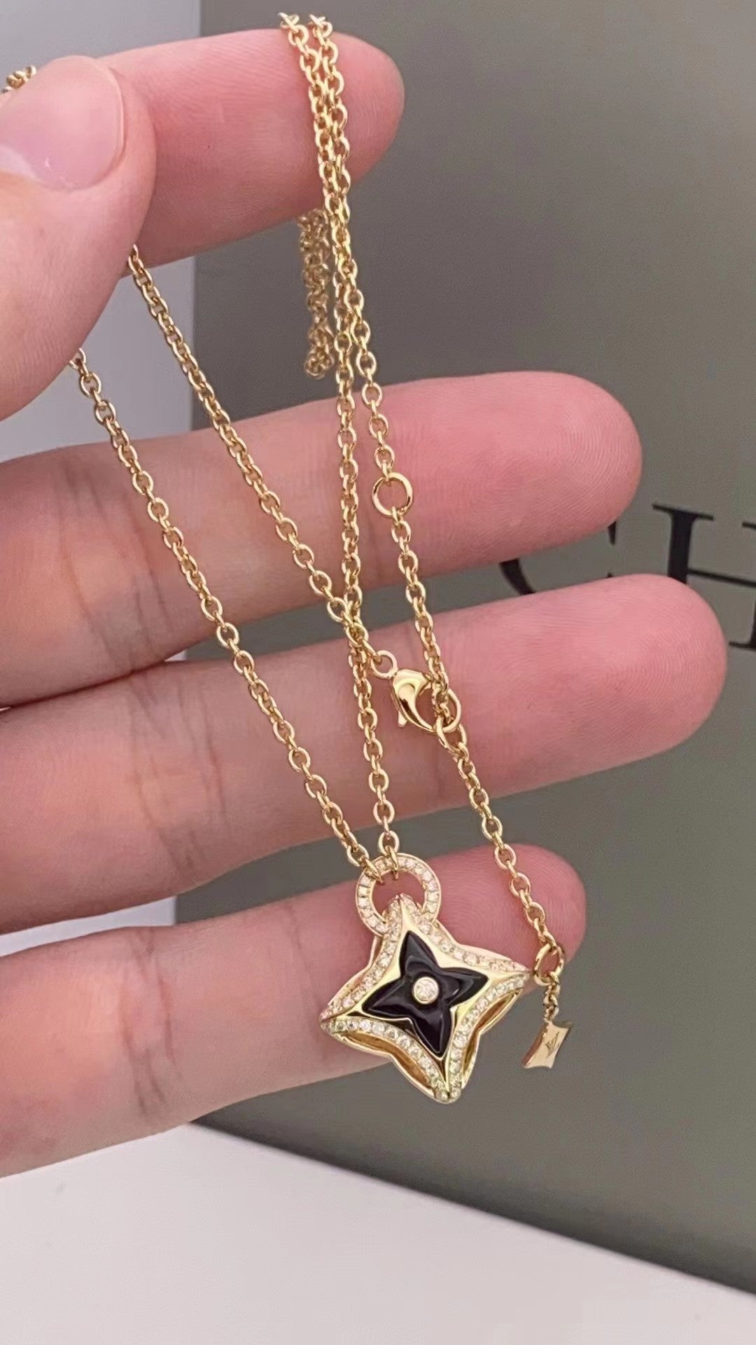 [CharmAmor]STAR PEDANT PINK GOLD DIAMOND NECKLACE