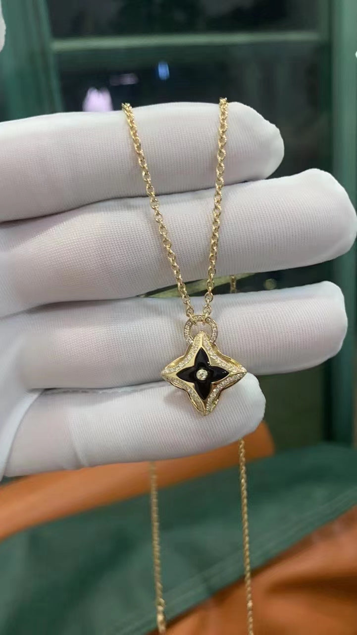 [CharmAmor]STAR PEDANT PINK GOLD DIAMOND NECKLACE