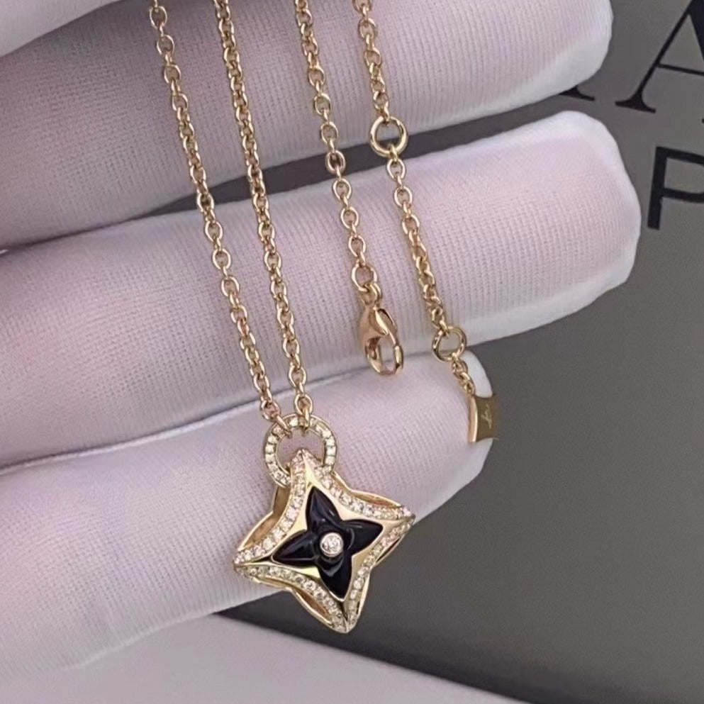 [CharmAmor]STAR PEDANT PINK GOLD DIAMOND NECKLACE