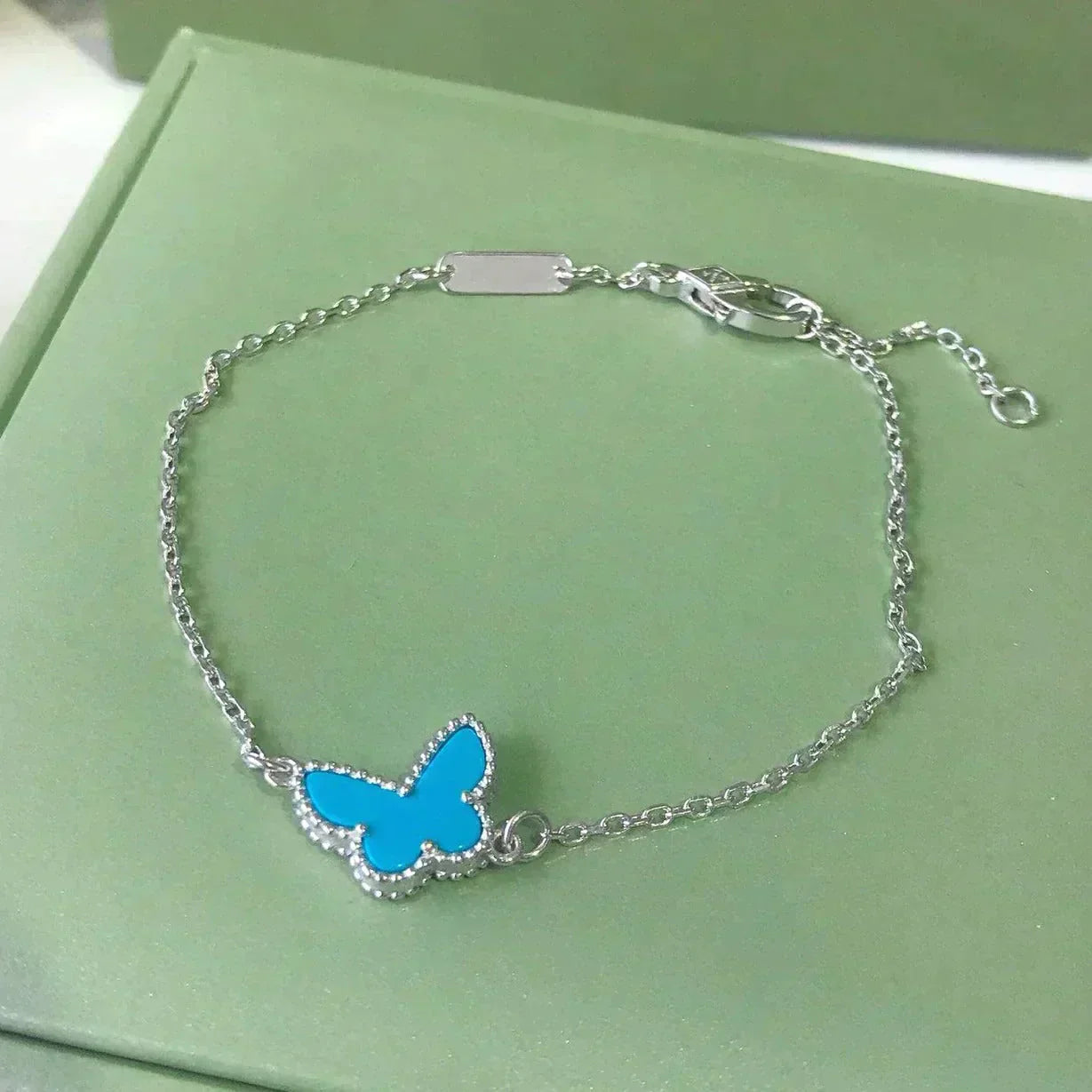 [CharmAmor]BUTTERFLY TURQUOISE BUTTERFLY BRACELET SILVER