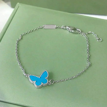 [CharmAmor]BUTTERFLY TURQUOISE BUTTERFLY BRACELET SILVER