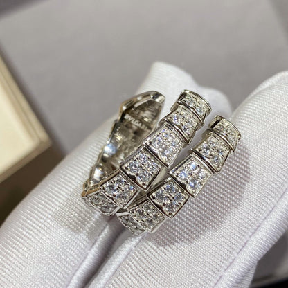 [CharmAmor]SERPENTI DOUBLE RING SILVER DIAMOND PAVED