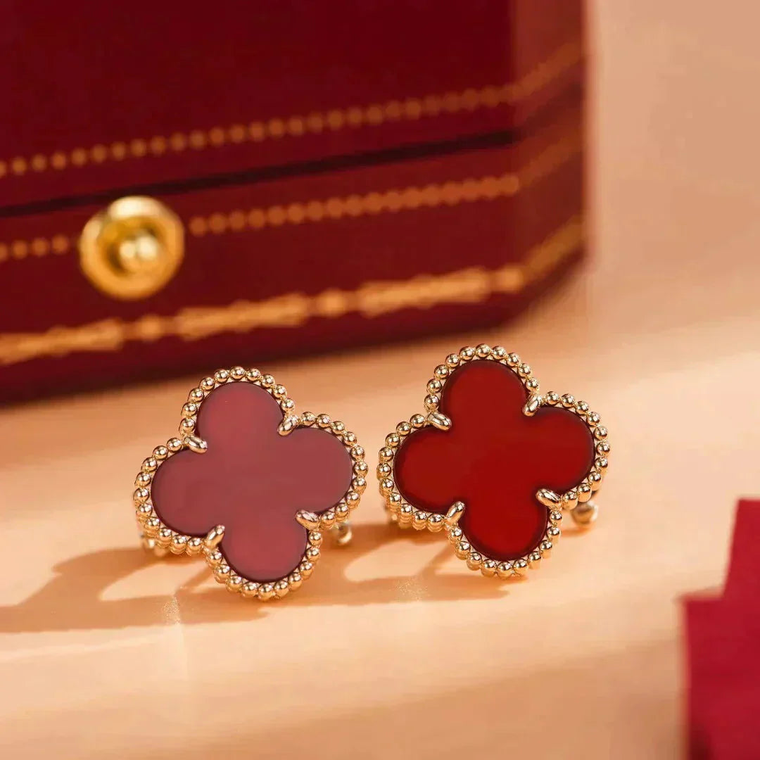[CharmAmor]CLOVER MEDIUM 1 MOTIFS CARNELIAN  EARRINGS