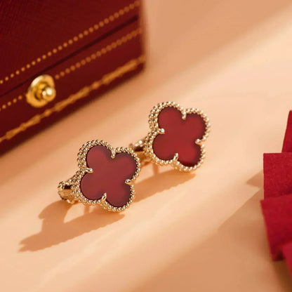 [CharmAmor]CLOVER MEDIUM 1 MOTIFS CARNELIAN  EARRINGS