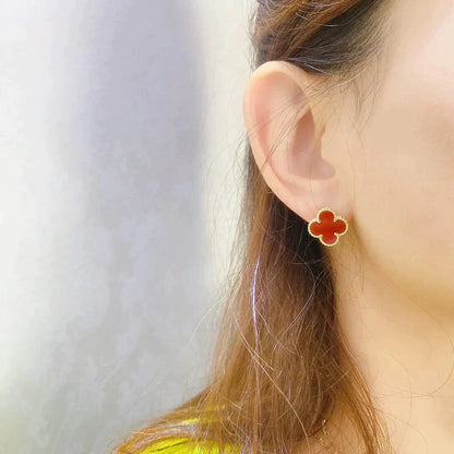 [CharmAmor]CLOVER MEDIUM 1 MOTIFS CARNELIAN  EARRINGS