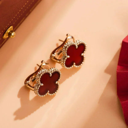 [CharmAmor]CLOVER MEDIUM 1 MOTIFS CARNELIAN  EARRINGS