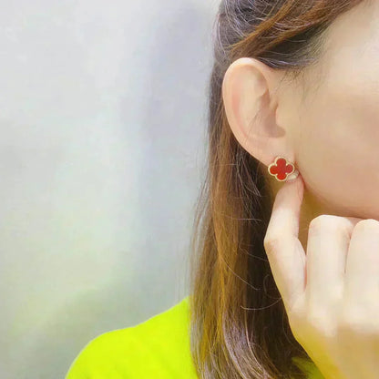 [CharmAmor]CLOVER MEDIUM 1 MOTIFS CARNELIAN  EARRINGS