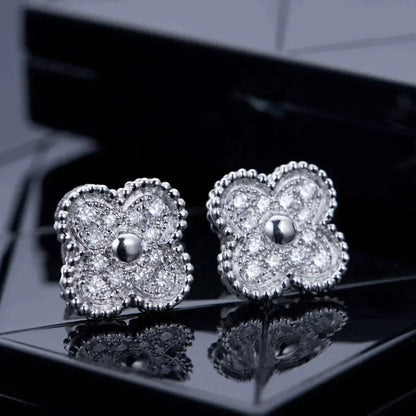 [CharmAmor]CLOVER 1 MOTIFS DIAMOND STUD EARRINGS SILVER