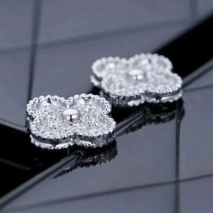 [CharmAmor]CLOVER 1 MOTIFS DIAMOND STUD EARRINGS SILVER