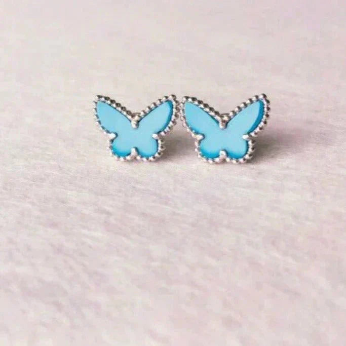 [CharmAmor]BUTTERFLY TURQUOISE EARRINGS SILVER