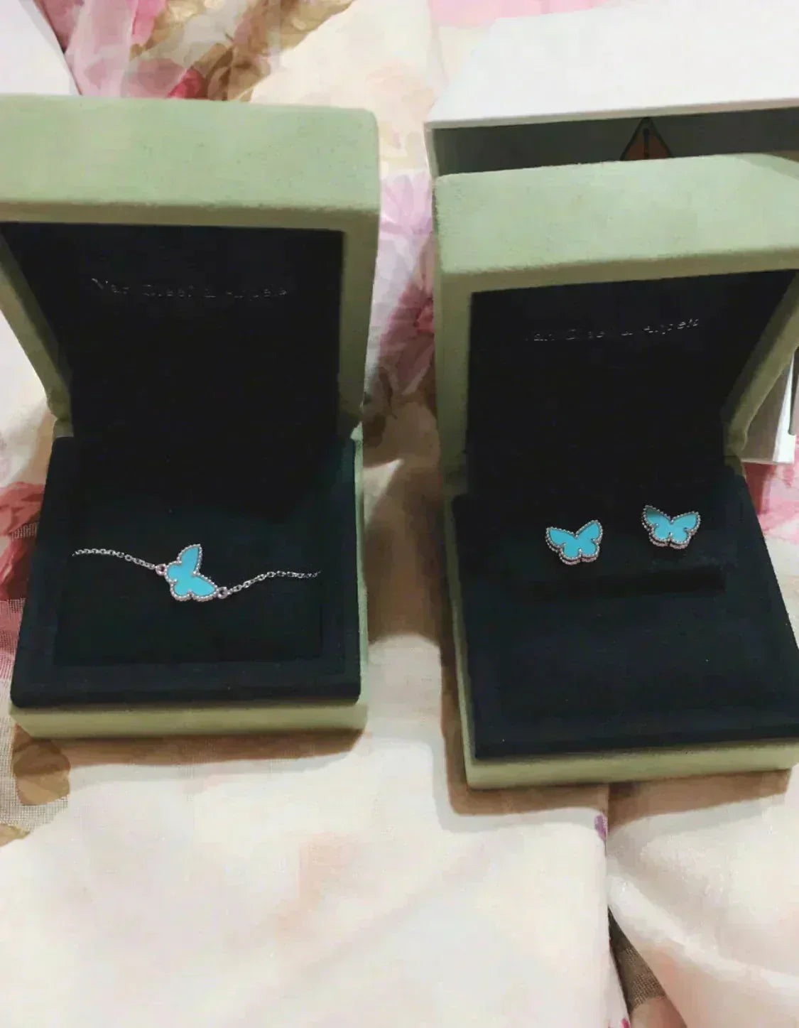 [CharmAmor]BUTTERFLY TURQUOISE EARRINGS SILVER