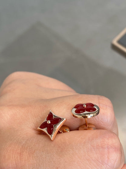 [CharmAmor]STAR AND SUN PINK GOLD CARNELIAN STUD EARRINGS