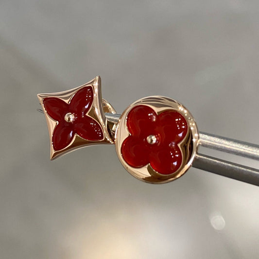 [CharmAmor]STAR AND SUN PINK GOLD CARNELIAN STUD EARRINGS