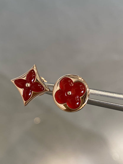 [CharmAmor]STAR AND SUN PINK GOLD CARNELIAN STUD EARRINGS