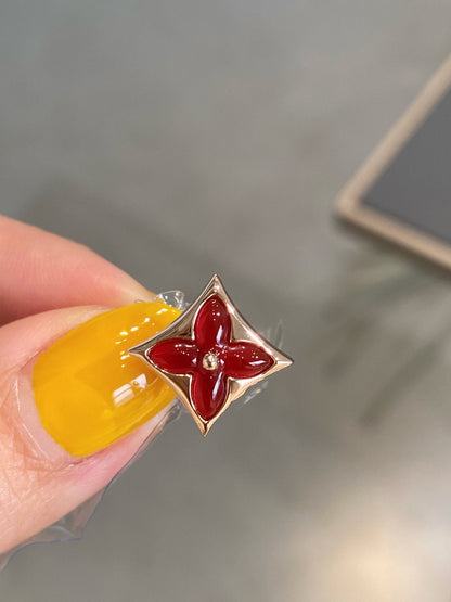 [CharmAmor]STAR AND SUN PINK GOLD CARNELIAN STUD EARRINGS