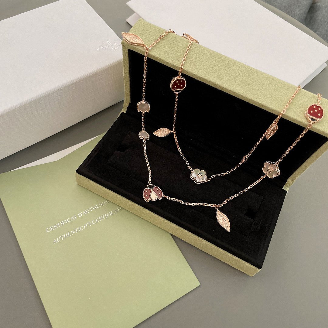 [CharmAmor]LUCKY SPRING 15 MOTIFS ROSE GOLD NECKLACE