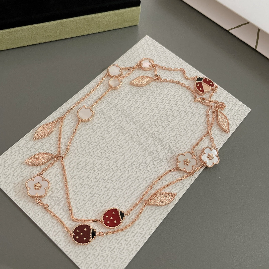 [CharmAmor]LUCKY SPRING 15 MOTIFS ROSE GOLD NECKLACE
