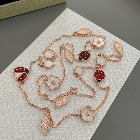 [CharmAmor]LUCKY SPRING 15 MOTIFS ROSE GOLD NECKLACE