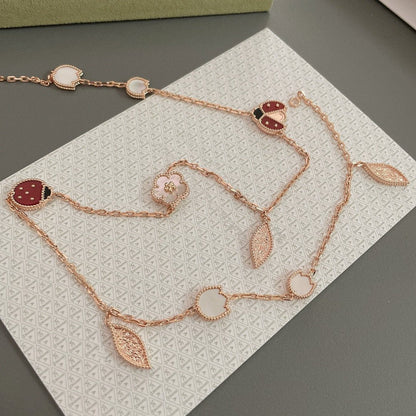 [CharmAmor]LUCKY SPRING 15 MOTIFS ROSE GOLD NECKLACE