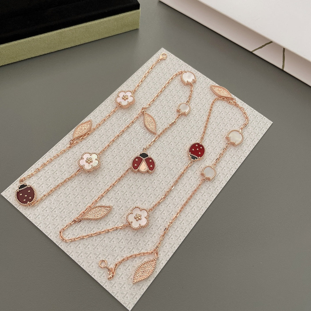 [CharmAmor]LUCKY SPRING 15 MOTIFS ROSE GOLD NECKLACE