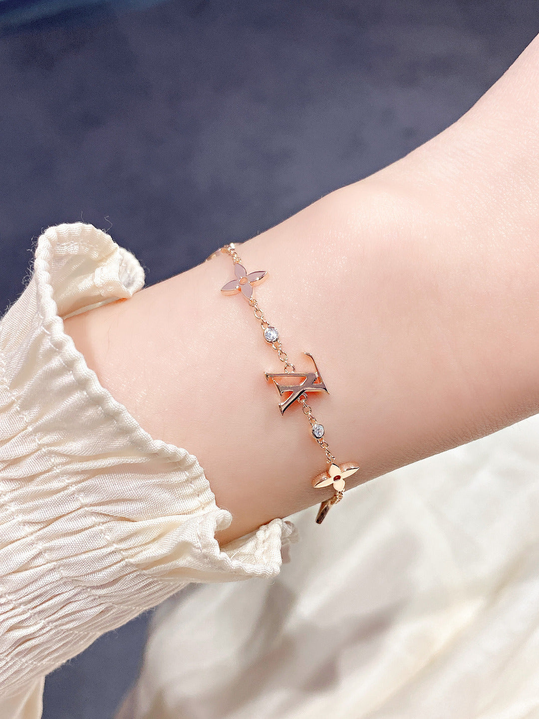 [CharmAmor]STAR AND SUN 7 MOTIFS GOLD BRACELET