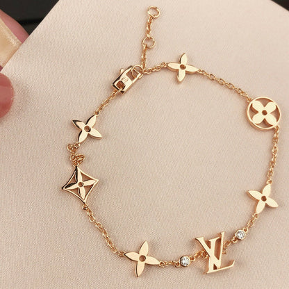 [CharmAmor]STAR AND SUN 7 MOTIFS GOLD BRACELET