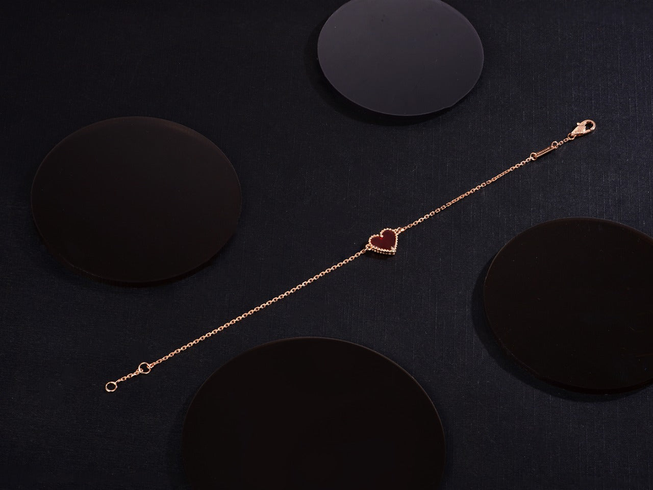 [CharmAmor]HEART CARNELIAN PINK GOLD BRACELET