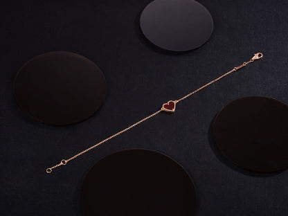 [CharmAmor]HEART CARNELIAN PINK GOLD BRACELET