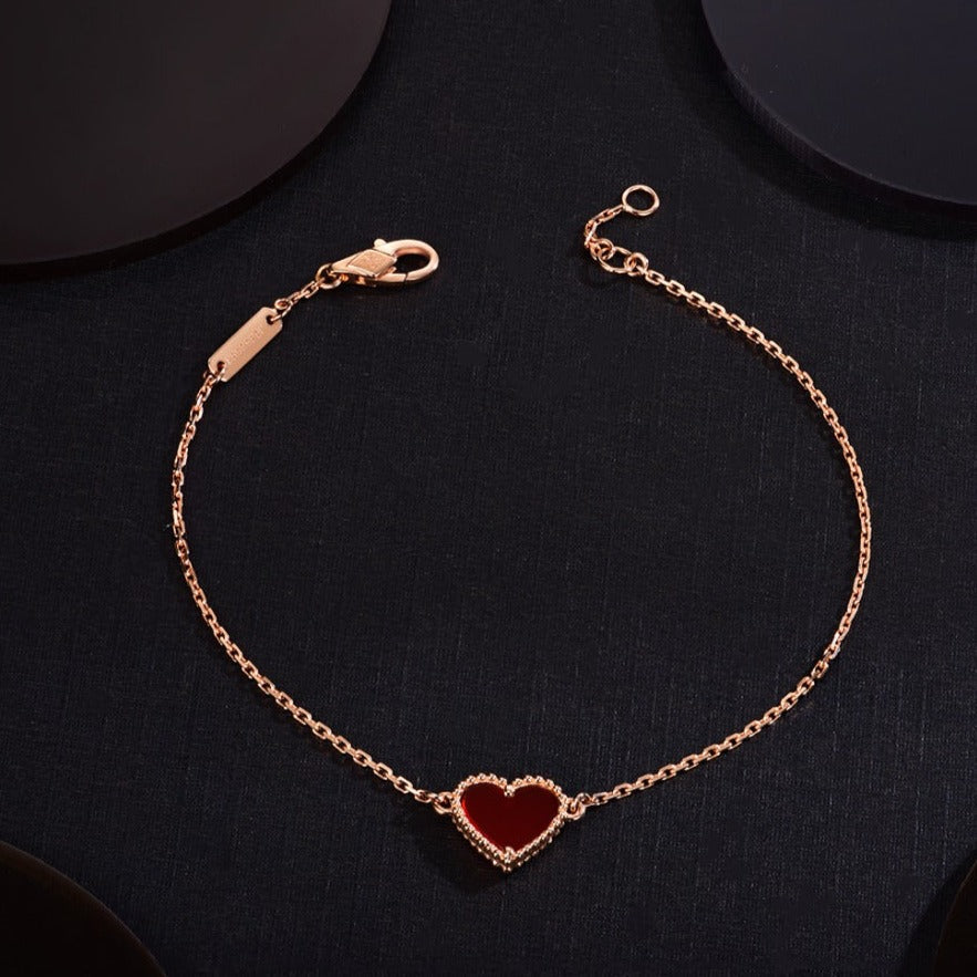 [CharmAmor]HEART CARNELIAN PINK GOLD BRACELET
