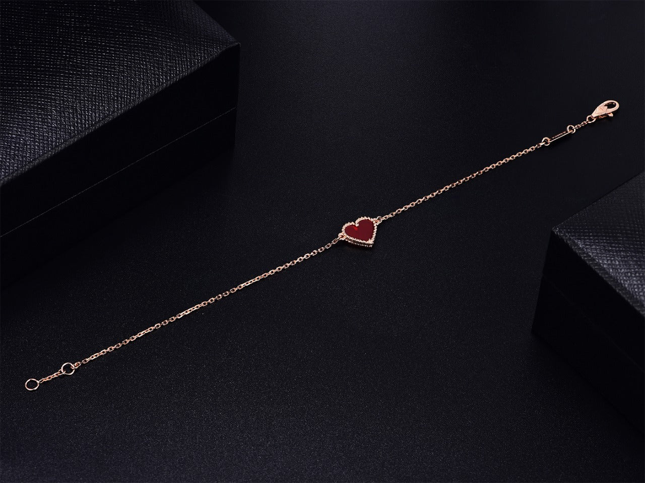 [CharmAmor]HEART CARNELIAN PINK GOLD BRACELET