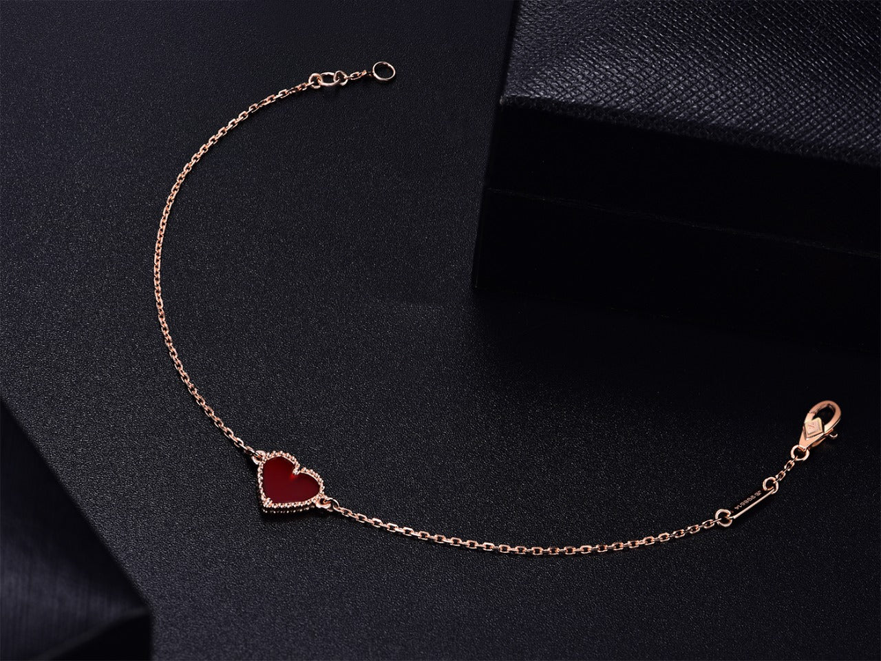 [CharmAmor]HEART CARNELIAN PINK GOLD BRACELET