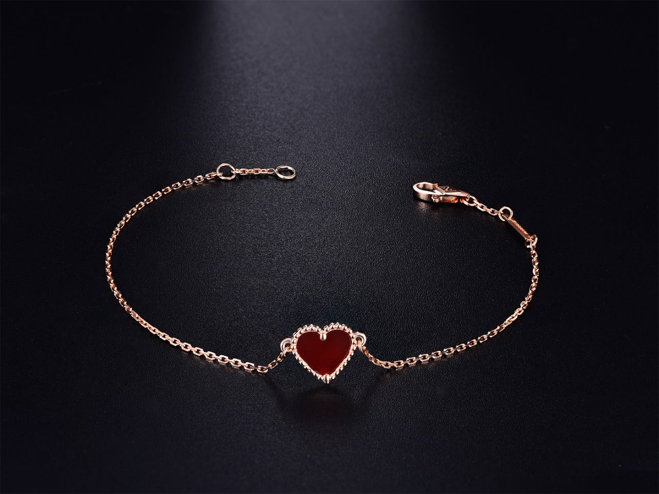 [CharmAmor]HEART CARNELIAN PINK GOLD BRACELET
