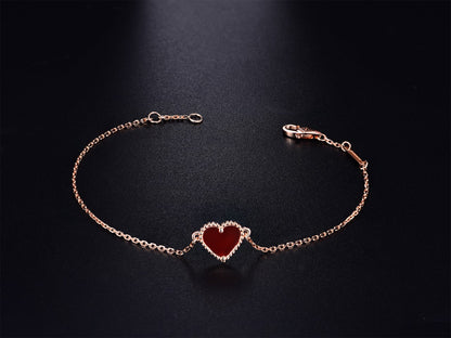 [CharmAmor]HEART CARNELIAN PINK GOLD BRACELET